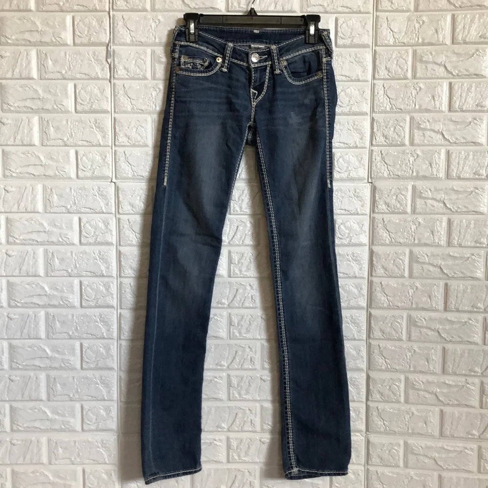 True Religion straight low‎ waist nat mega T jeans size 25 tall